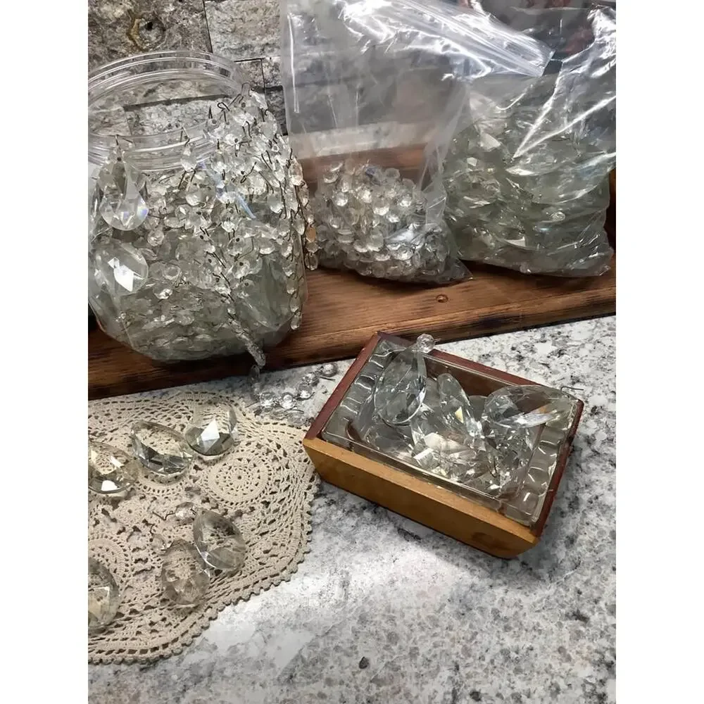 Bulk Lot of Vintage Crystal Chandelier Prisms and Parts